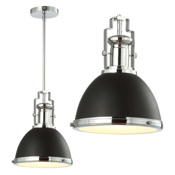 Homer Modern Industrial Iron LED Dome Pendant - JONATHAN Y